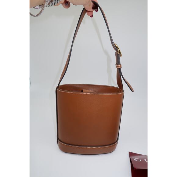 Gucci Leather Horsebit Accent 73 Series Small Bucket Handbag Brown - Picture 6 of 16